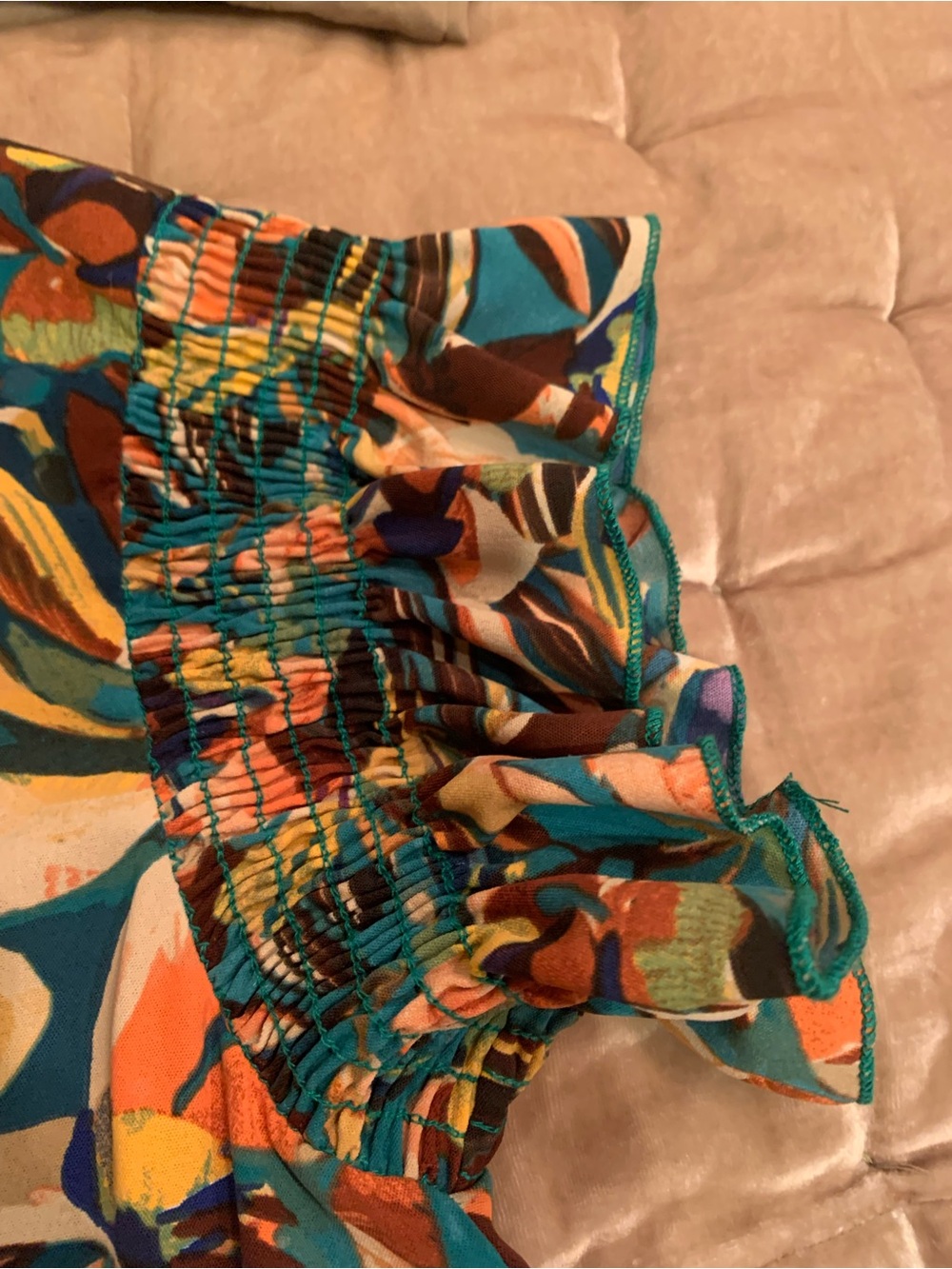 Floral Tiered Maxi Dress in Teal and Multi-Color - Picture 4 of 7
